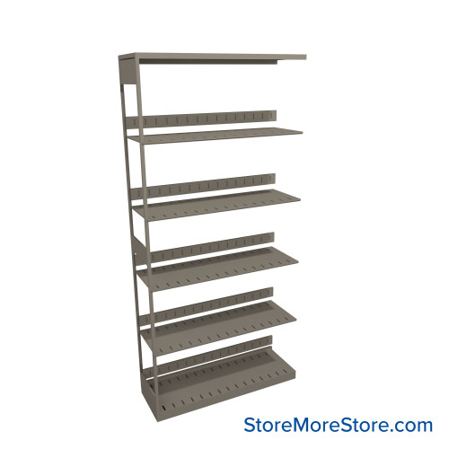 Binder Shelving, 36" W x 12" D x 76.25" H, 5 Shelves, Single-Sided Adder Unit